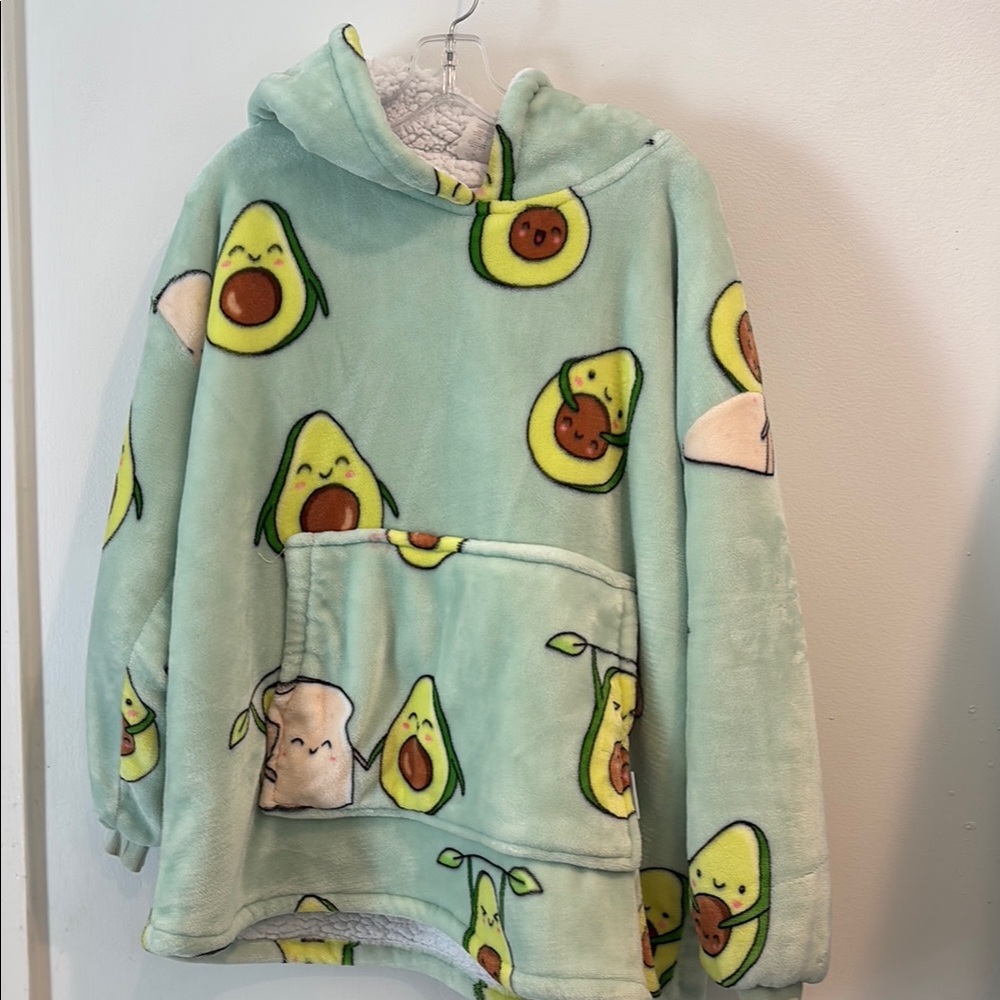 Cozy Avocado Kids Plush Hoodie Robe - Mint Green